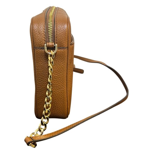 Michael Kors Brown Pebbled Leather Crossbody Bag With Gold Chain Straps - Picture 4 of 10